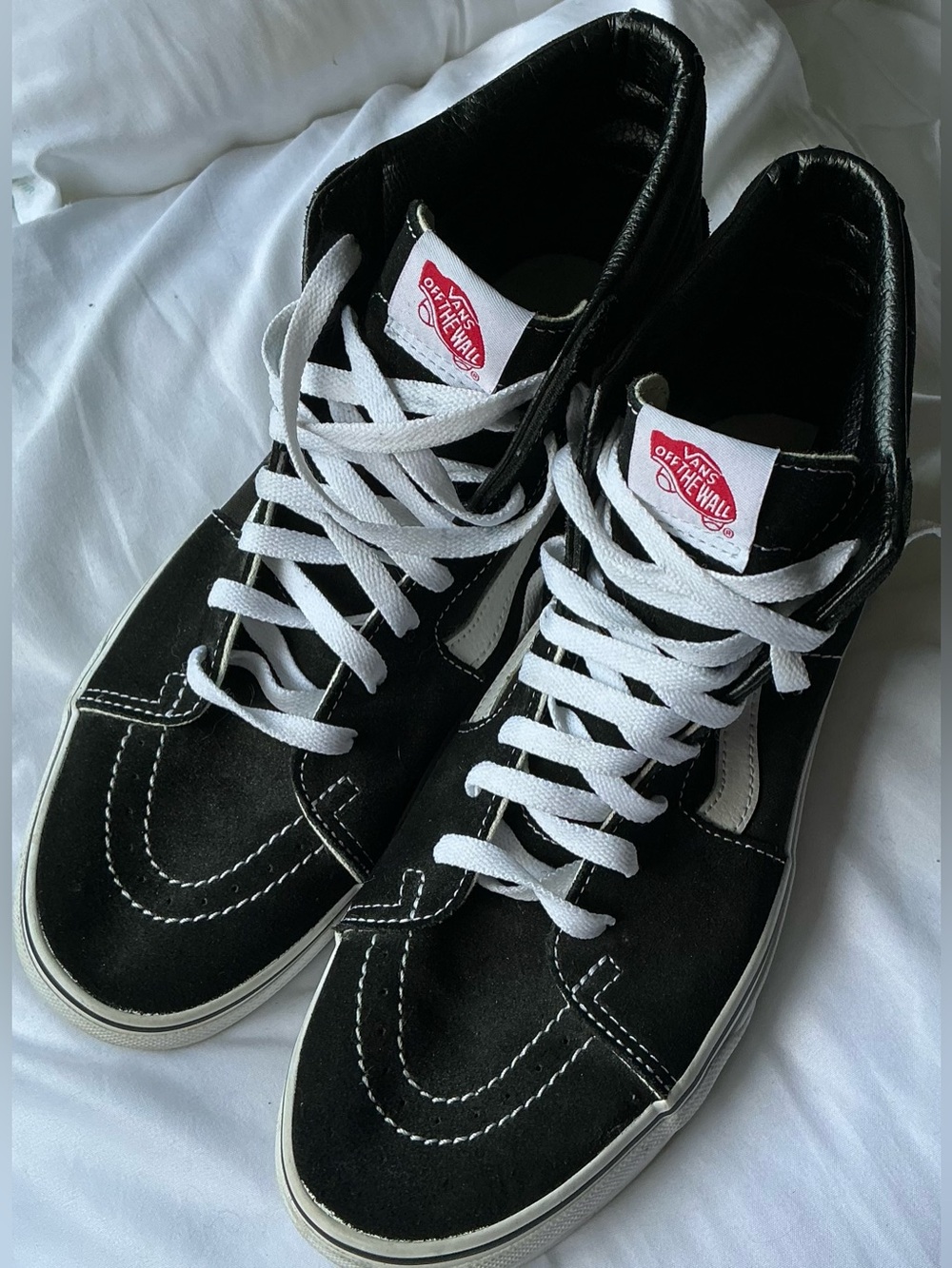 Vans SK8-Hi Black White High Top Skate Shoes Canvas Classic Mens Size 9.5 500714